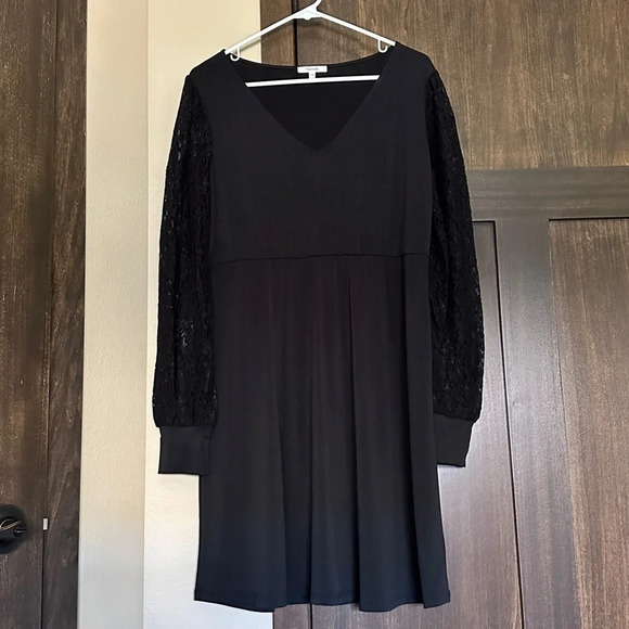 Maurices Dresses & Skirts - Maurices Black Lace Sleeve Babydoll Mini Dress Size Large NWOT